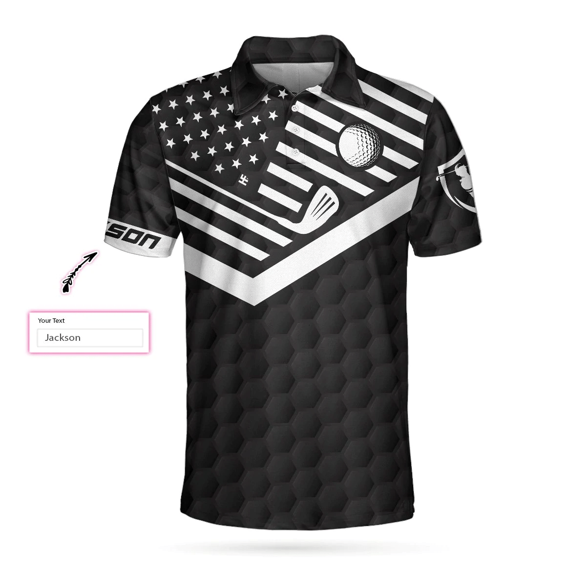 Eat Sleep Golf Repeat Custom Polo Shirt Personalized Black American Flag Golf Shirts Short Sleeve Polo For Men