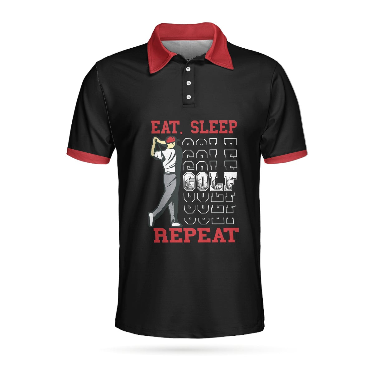 Eat Sleep Golf Repeat Polo Shirt Short Sleeve Sporty Golfing Polo Shirt Best Golf Shirt For Men