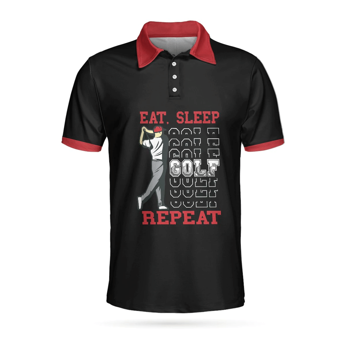 Eat Sleep Golf Repeat Polo Shirt Short Sleeve Sporty Golfing Polo Shirt Best Golf Shirts Short Sleeve Polo For Men