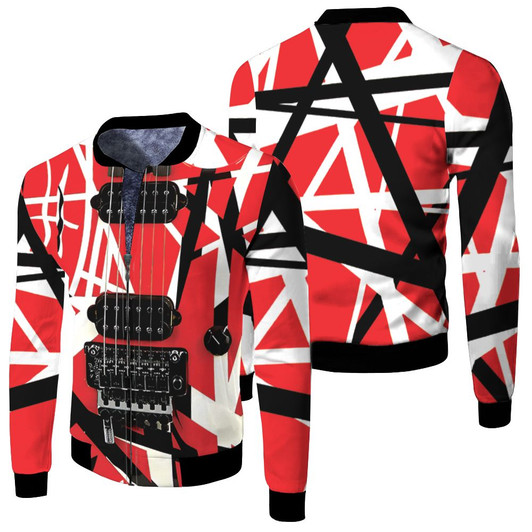 Eddie Van Halen Frankenstrat Guitar Design Pattern For Fan Fleece Bomber Jacket