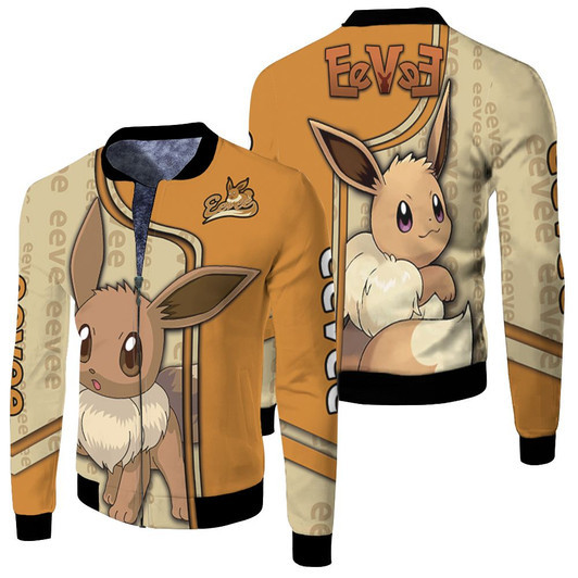 Eevee Pokemon Fan Fleece Bomber Jacket