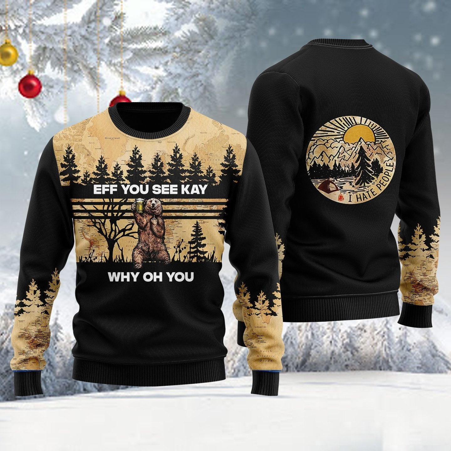 Eff Bear Beer You See Kay Why Oh You Ugly Christmas Sweater Ugly Sweater For Men Women