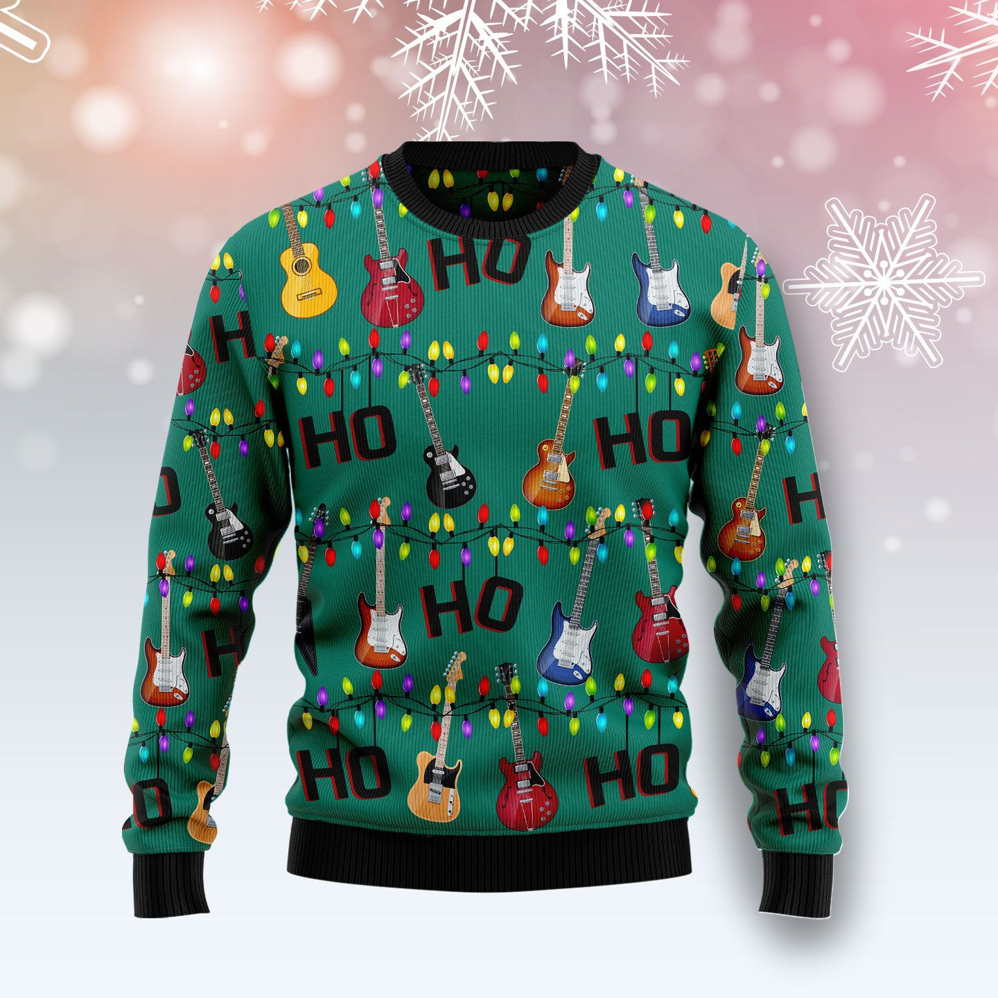 Electric Guitar Hohoho Ugly Christmas Sweater Ugly Sweater For Men Women, Holiday Sweater