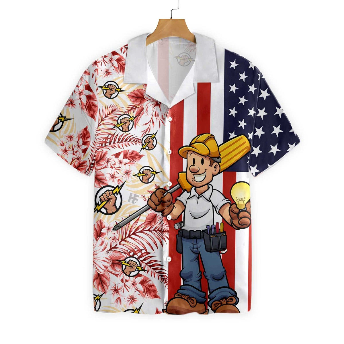 Electrician Flag Tropical Hawaiian Shirt