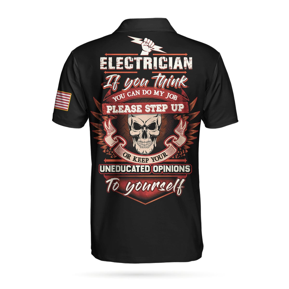 Electrician Proud Skull Black And White Polo Shirt If You Think You Can Do My Job Electrician Shirt For Men