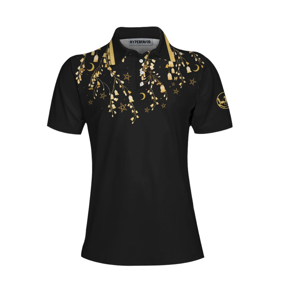 Elegant Gold Pattern Queen Of The Green Golf Short Sleeve Women Polo Shirt Unique Female Golf Gift