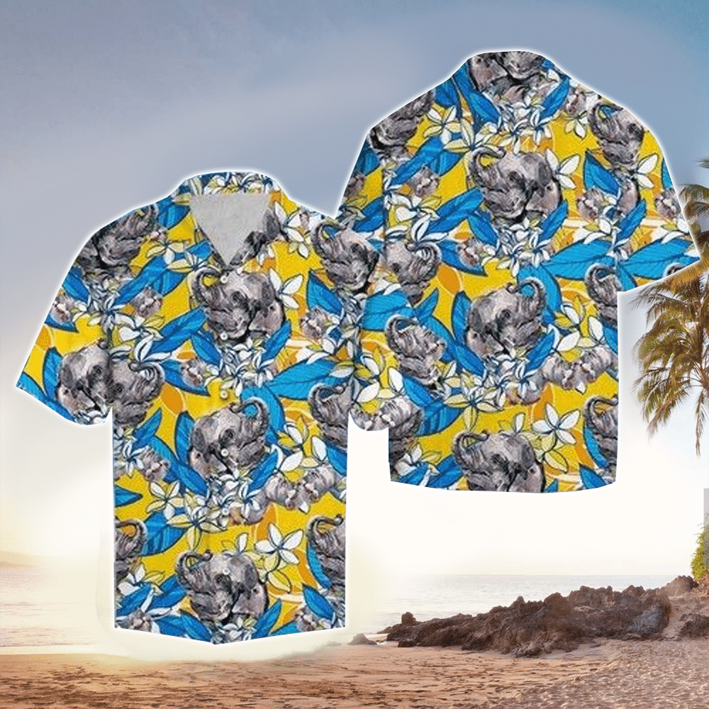 Elephant Apparel Elephant Hawaiian Button Up Shirt for Men and Women