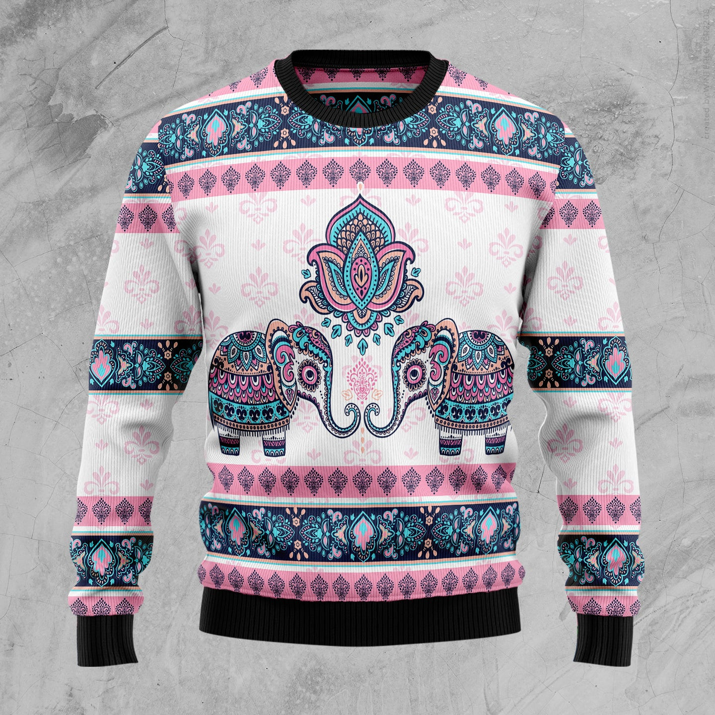 Elephant Mandala Ugly Christmas Sweater, Ugly Sweater For Men Women, Holiday Sweater