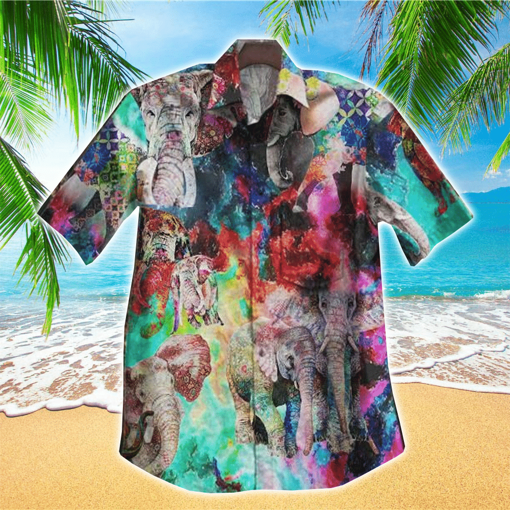 Elephant Mens Hawaiian Shirt Elephant Button Up Shirt for Men and Women