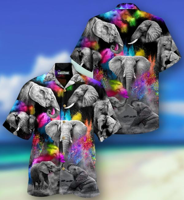 Elephants Colorful And Black Edition - Hawaiian Shirt - Hawaiian Shirt For Men, Hawaiian Shirt For Women, Aloha Shirt