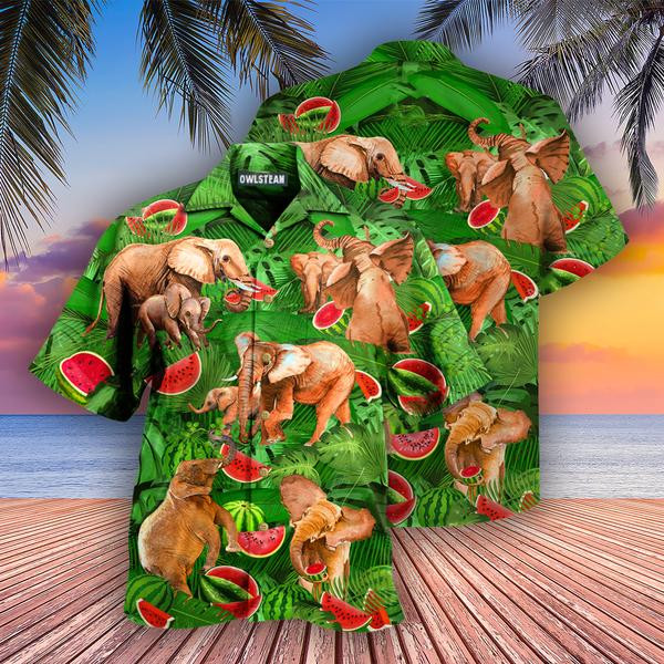 Elephants Funky Watermelon With Elephants Edition - Hawaiian Shirt - Hawaiian Shirt For Men