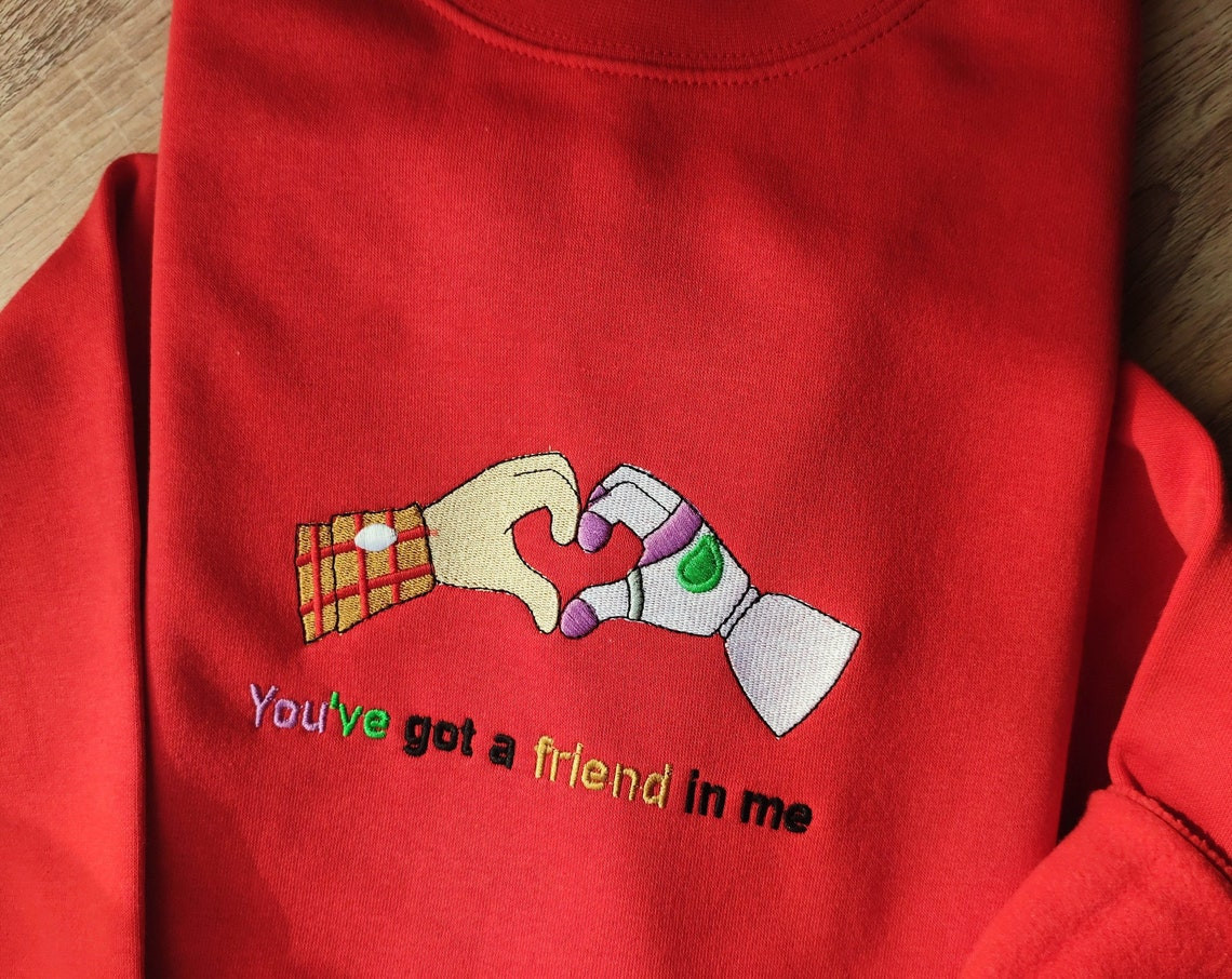 Embroidered Friendship Inspiration Embroidered Sweatshirt Embroidered Hoodie Embroidered T Shirt Love Gifts Valentines Day Gift