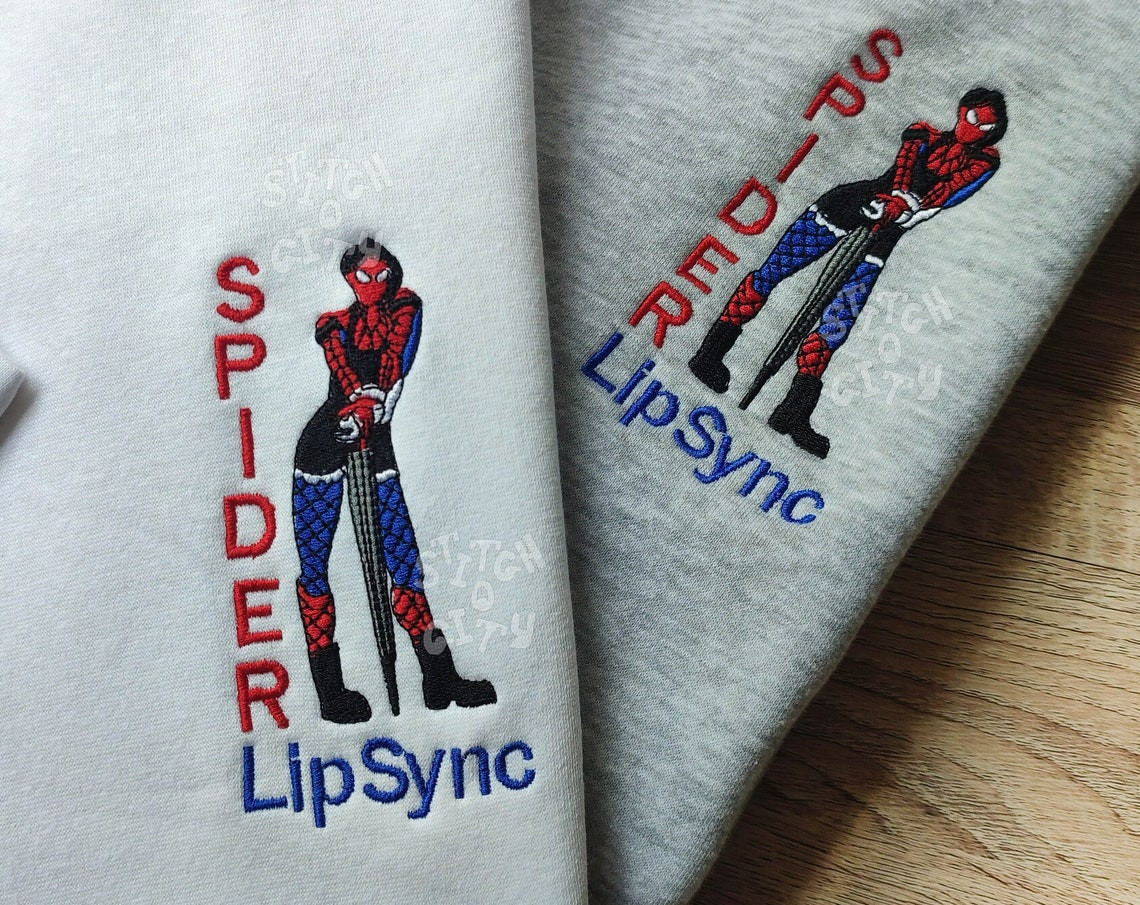 Embroidered Lip Sync Comic Characters Embroidered Sweatshirt