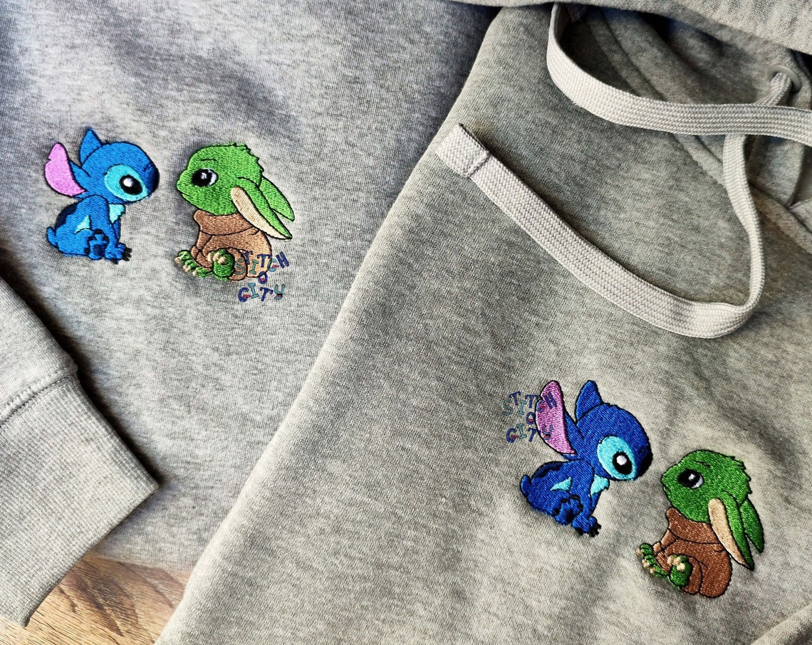 Embroidered Lovely Baby Aliens Characters Embroidered Sweatshirt Embroidered Hoodie Embroidered T Shirt Love Gifts