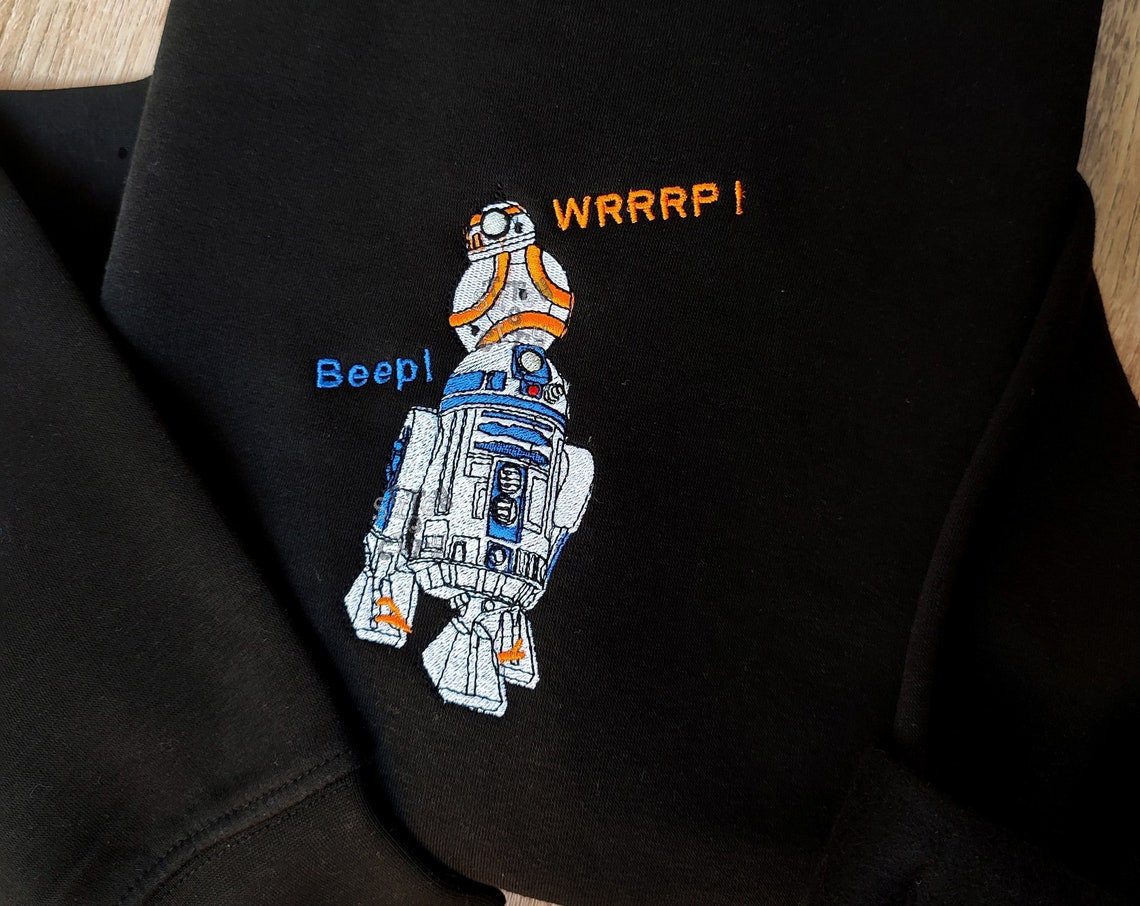 Embroidered Lovely Droids Characters Embroidered Sweatshirt Embroidered Hoodie Embroidered T Shirt Love Gifts Valentines Day Gift