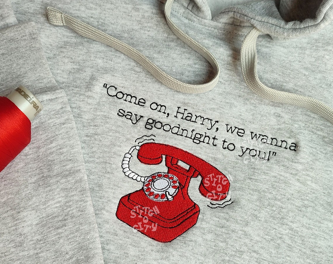 Embroidered Telephone Classic Inspired Embroidered Crewneck Sweatshirt Embroidered Hoodie