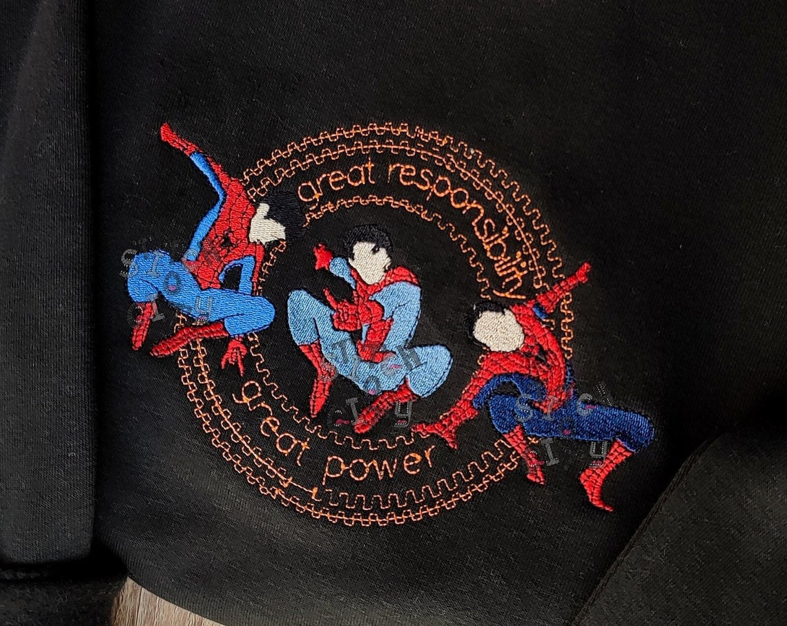 Embroidered Trio Comic Characters Embroidered Sweatshirt Embroidered Hoodie Embroidered T Shirt