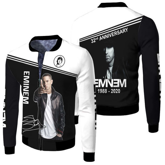 Eminem Signatures 32Nd Anniversary All Printed Fleece Bomber Jacket