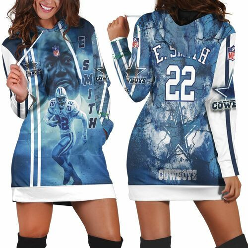 Emmitt Smith 22 Dallas Cowboys 3d Hoodie Dress Sweater Dress Sweatshirt Dress