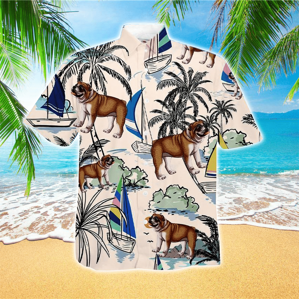 English Bulldog Summer Beach Hawaiian Shirt for Men and Women