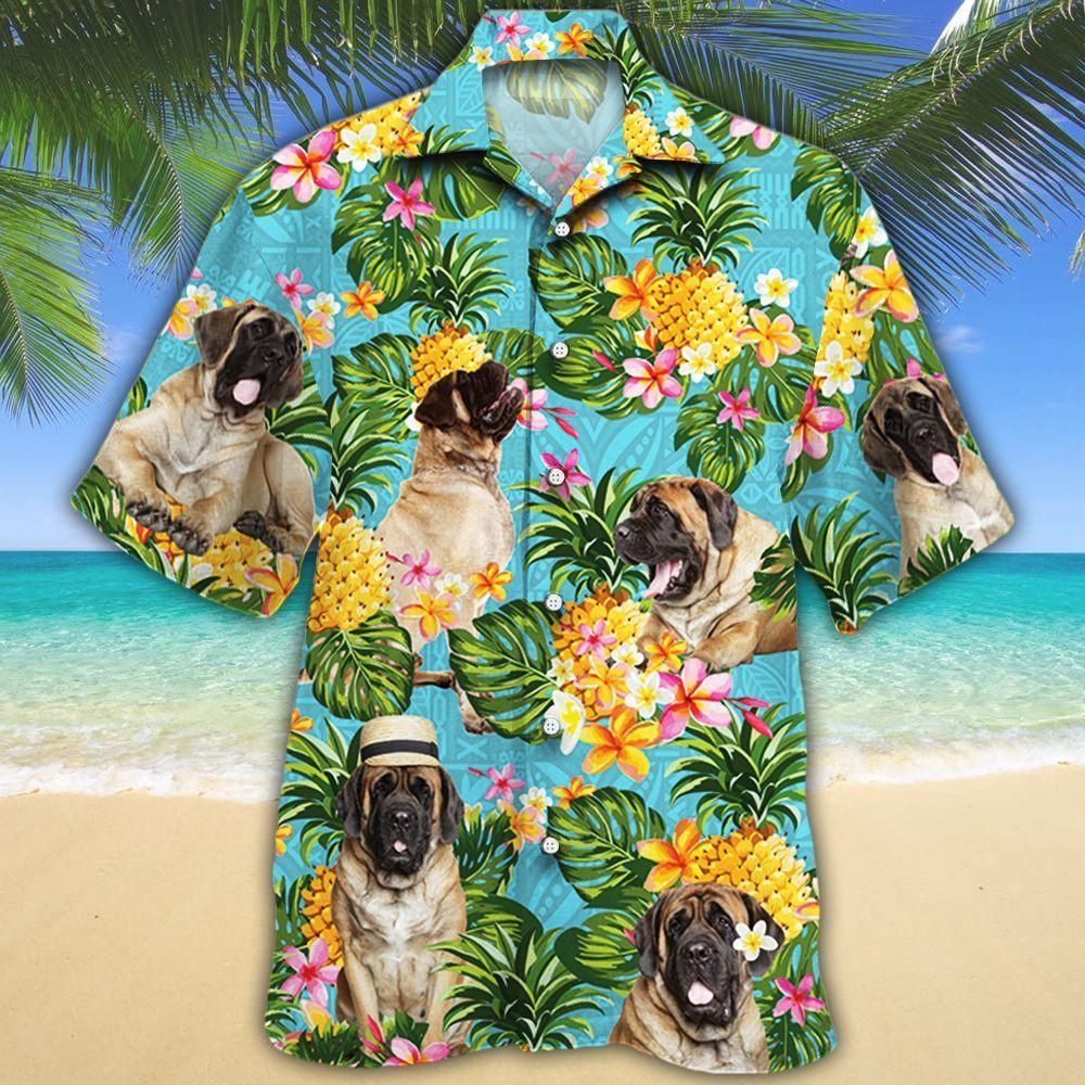 English Mastiff Dog Lovers Pineapple Aloha Hawaiian Shirt Colorful Short Sleeve Summer Beach Casual Shirt For Men And Women