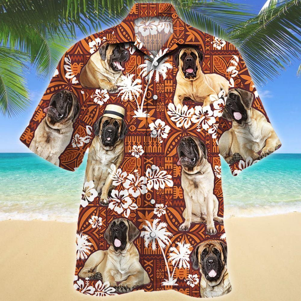 English Mastiff Dog Lovers Red Tribal Aloha Hawaiian Shirt Colorful Short Sleeve Summer Beach Casual Shirt For Men And Women