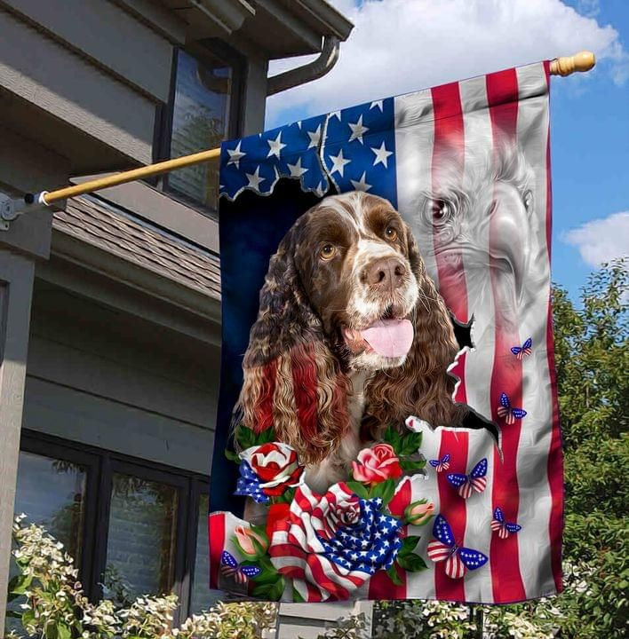 English Springer Spaniel Proud Nation Dog Lover American Flag Garden Flag House Flag