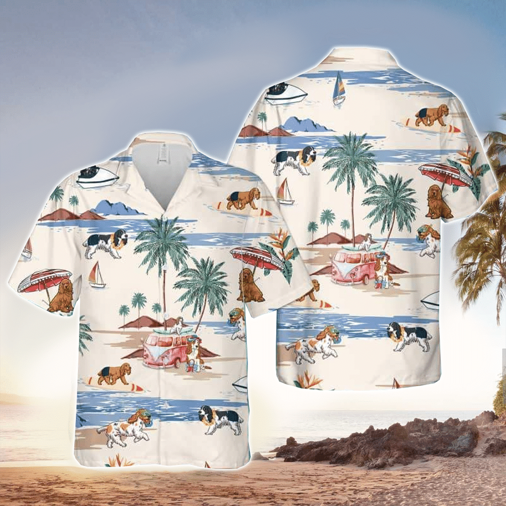 English Springer Spaniel Summer Beach Hawaiian Shirt for Men and Women