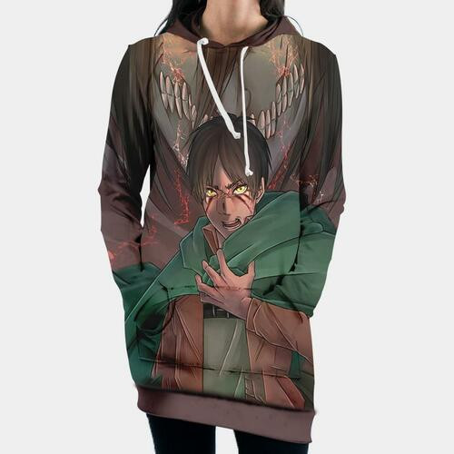 Eren Yaegar Transitioning 3d Hoodie Dress Sweater Dress Sweatshirt Dress Hoodie