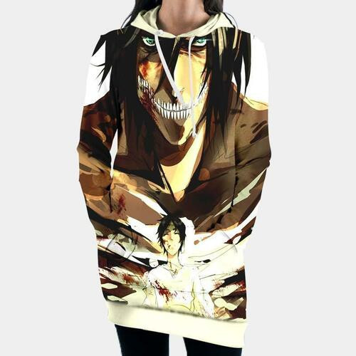 Eren Yaeger Shown In Titan And Human 3d Hoodie Dress Sweater Dress Sweatshirt Dress Hoodie