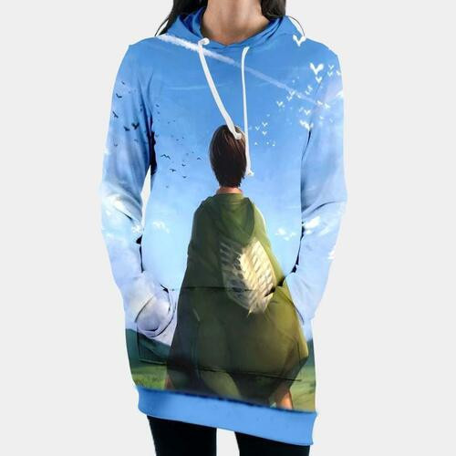 Eren Yeager 3d Hoodie Dress Sweater Dress Sweatshirt Dress Hoodie