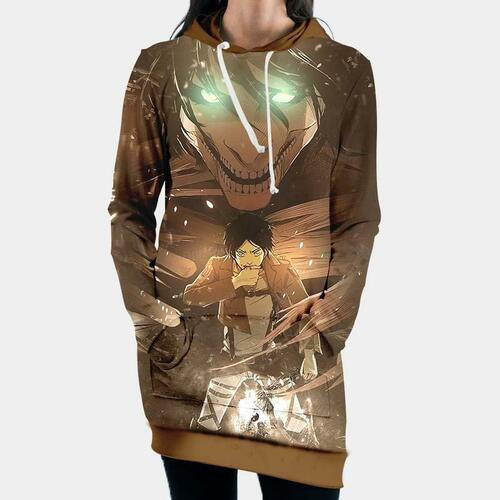 Eren Yeager Transforming Into Full Titan 3d Hoodie Dress Sweater Dress Sweatshirt Dress Hoodie