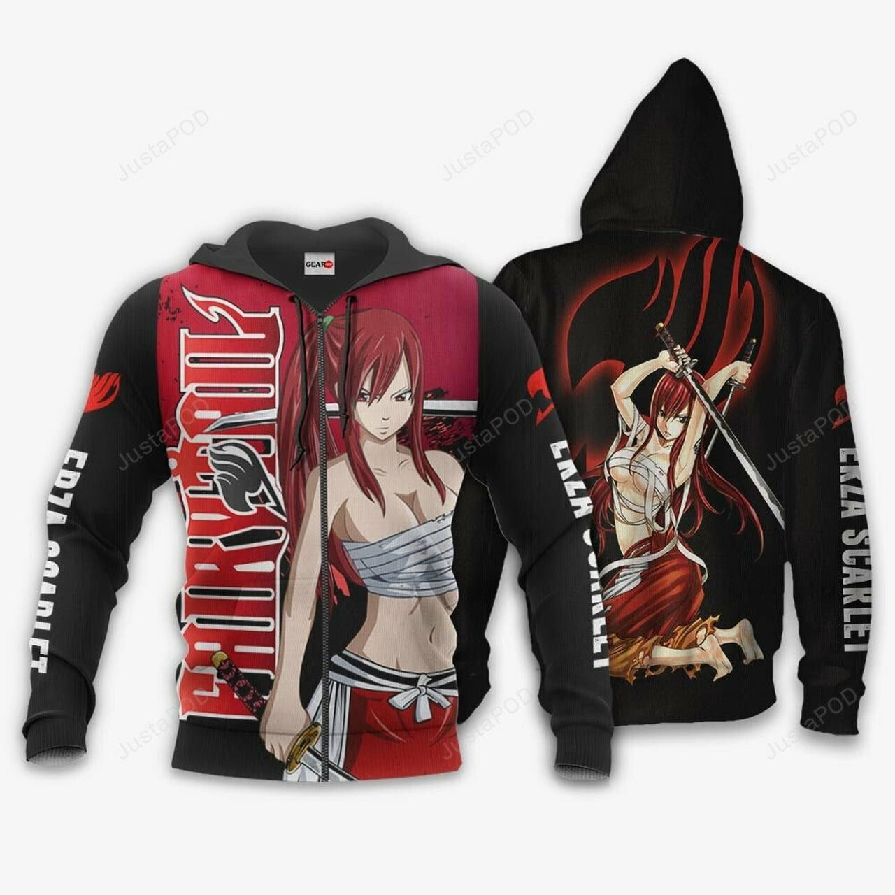 Erza Scarlet Fairy Tail Anime 3d All Over Print Hoodie