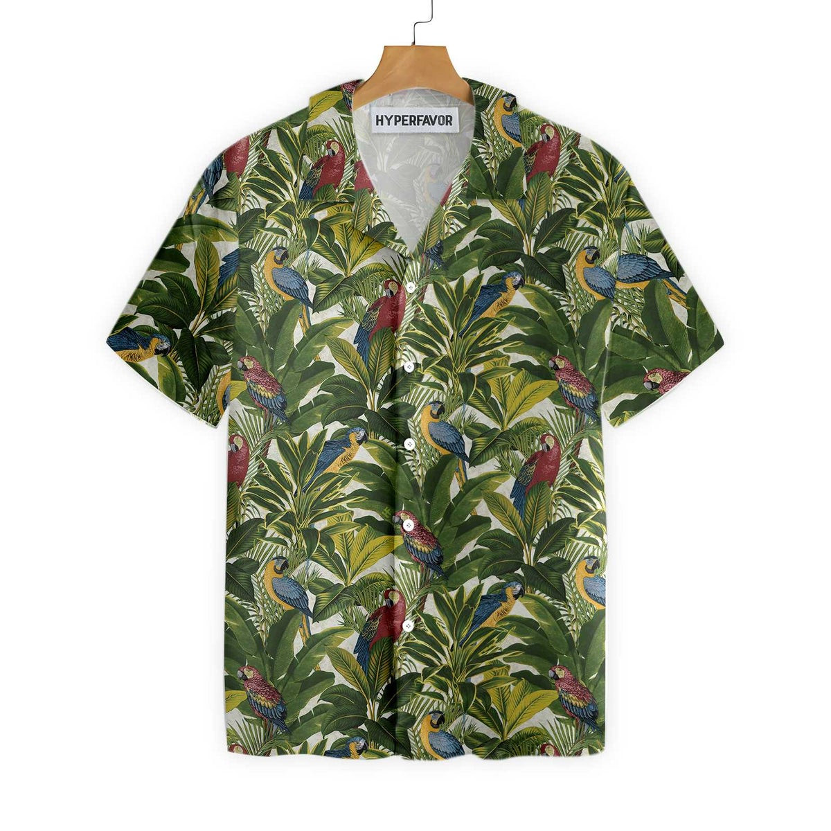 Exotic Parrots Tropical Leaves Hawaiian Shirt