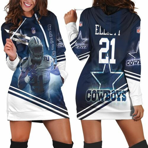 Ezekiel Elliott 21 Dallas Cowboys 3d Hoodie Dress Sweater Dress Sweatshirt Dress