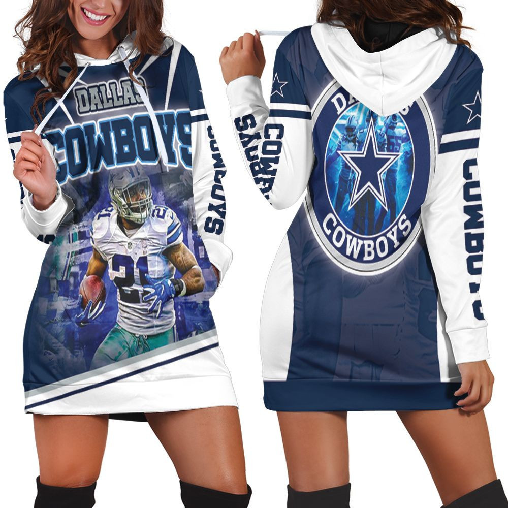Ezekiel Elliott 21 Dallas Cowboys Super Bowl 2021 Nfc East Division Hoodie Dress Sweater Dress Sweatshirt Dress