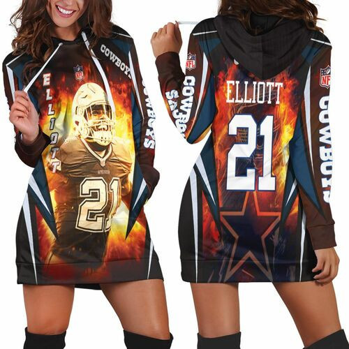 Ezekiel Elliott 21 Dallas Cowboys3d Hoodie Dress Sweater Dress Sweatshirt Dress