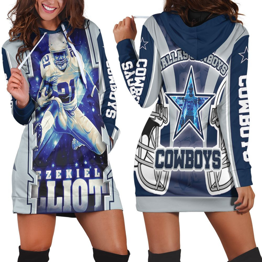 Ezekiel Elliott 21 Nfc East Division Champions Super Bowl 2021 Dallas Cowboys Hoodie Dress Sweater Dress Sweatshirt Dress