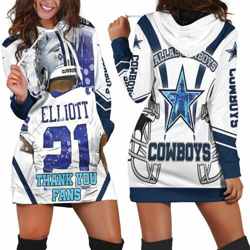 Ezekiel Elliott 21 Nfc East Division Champions Super Bowl 2021 Dallas Cowboys Thank You Fans Hoodie Dress Sweater Dress Sweatshirt Dress