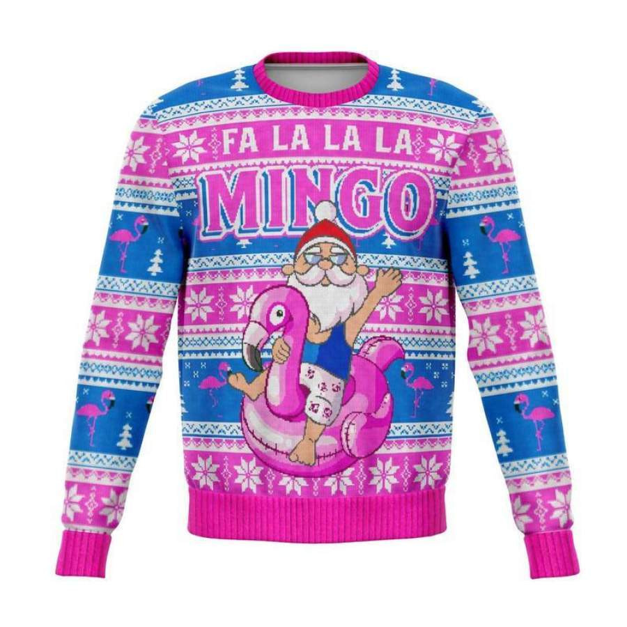 Fa la la la Santa Claws Flamingo Ugly Christmas Sweater