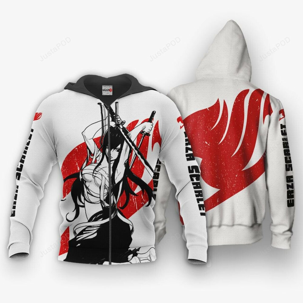 Fairy Tail Erza Scarlet Silhouette Anime 3d All Over Print Hoodie