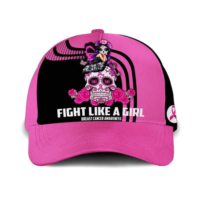 Fairy skull Breast cancer awareness fight like a girl cap