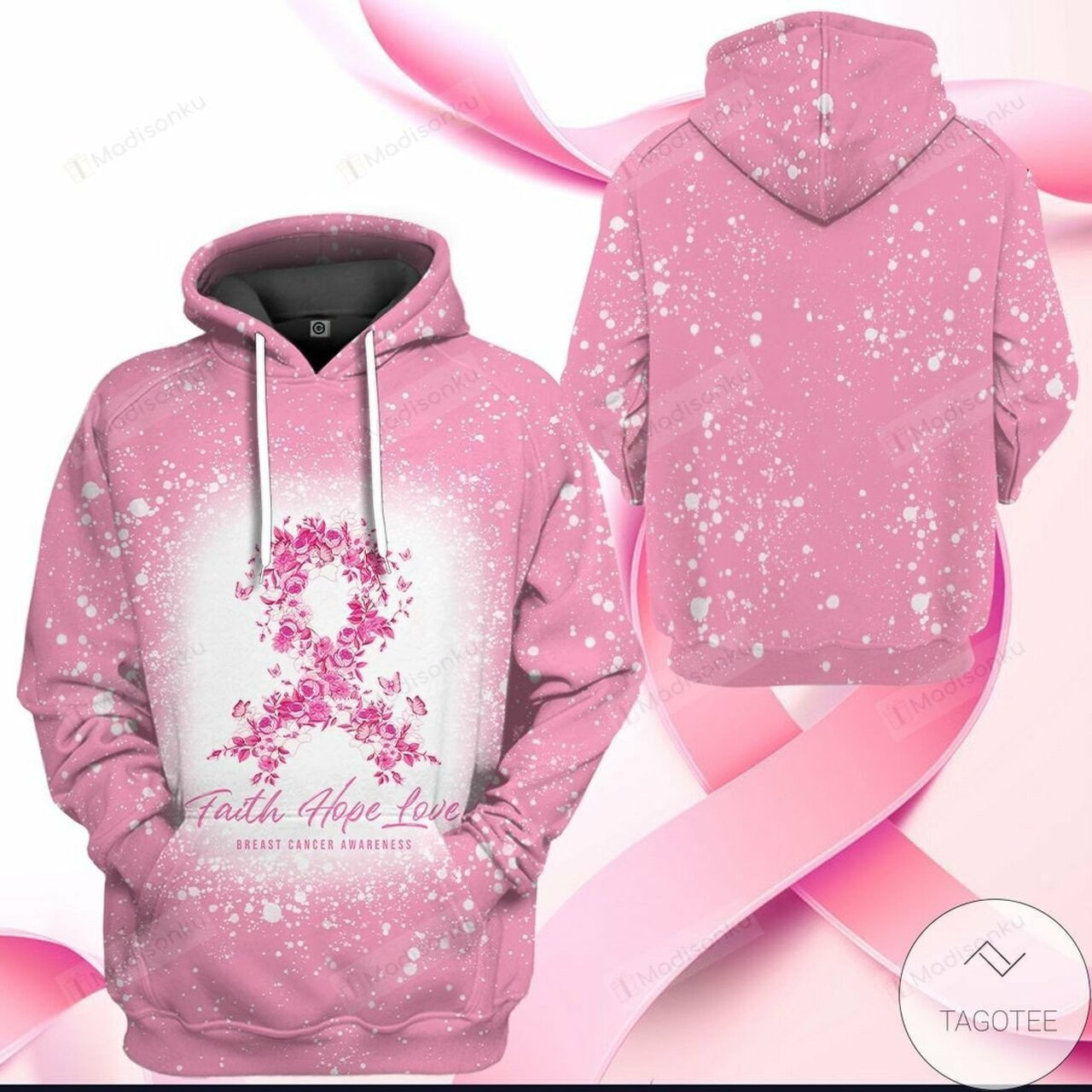 Faith Love Hope Breast Cancer Awareness 3d All Over Print Hoodie