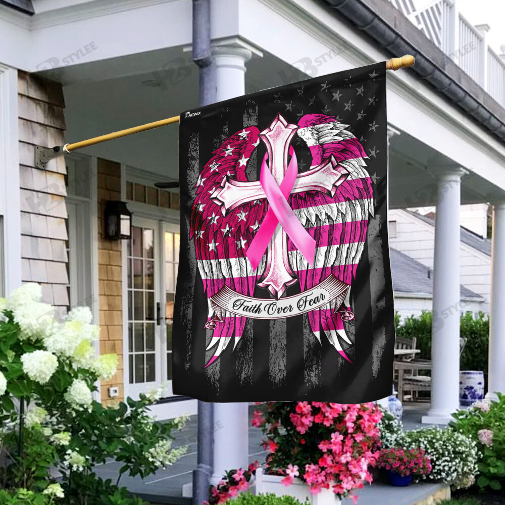 Faith Over Fear Breast Cancer  Wonderful Breast Cancer Awareness Flag Garden Flag House Flag