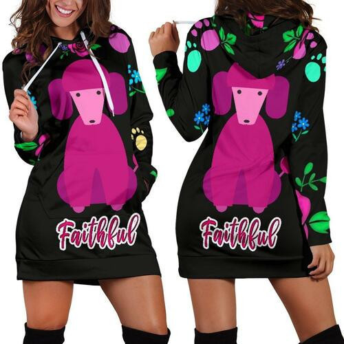Faithful Pink Poodle Dog Hoodie Dress Sweater Dress Sweatshirt Dress 3d All Over Print For Women Hoodie