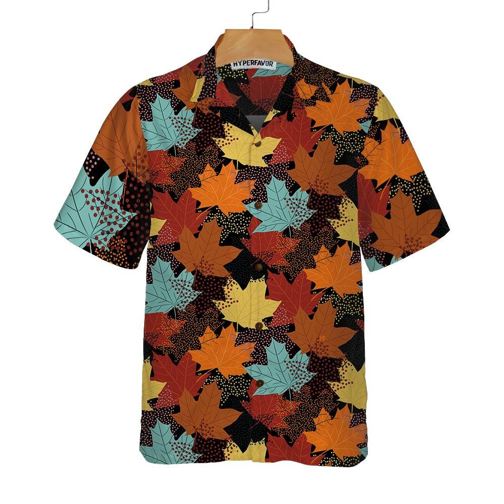 Fall Maple Leaves Black Hawaiian Shirt Autumn Thanksgiving Shirt Unique Gift For Thanksgiving Day