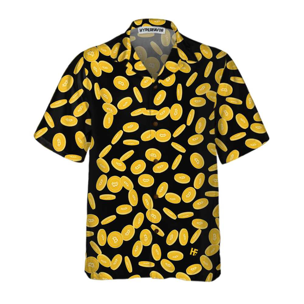 Falling Bitcoin Cryptocurrency Pattern Hawaiian Shirt Unique Bitcoin Shirt For Men  Women