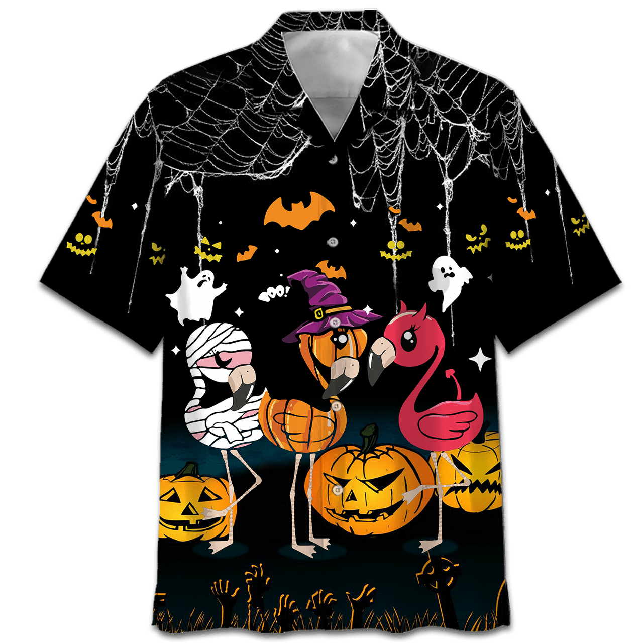 Famille - Flamingo Hawaiian Shirt Tropical Halloween Hawaiian Shirt For Men Women