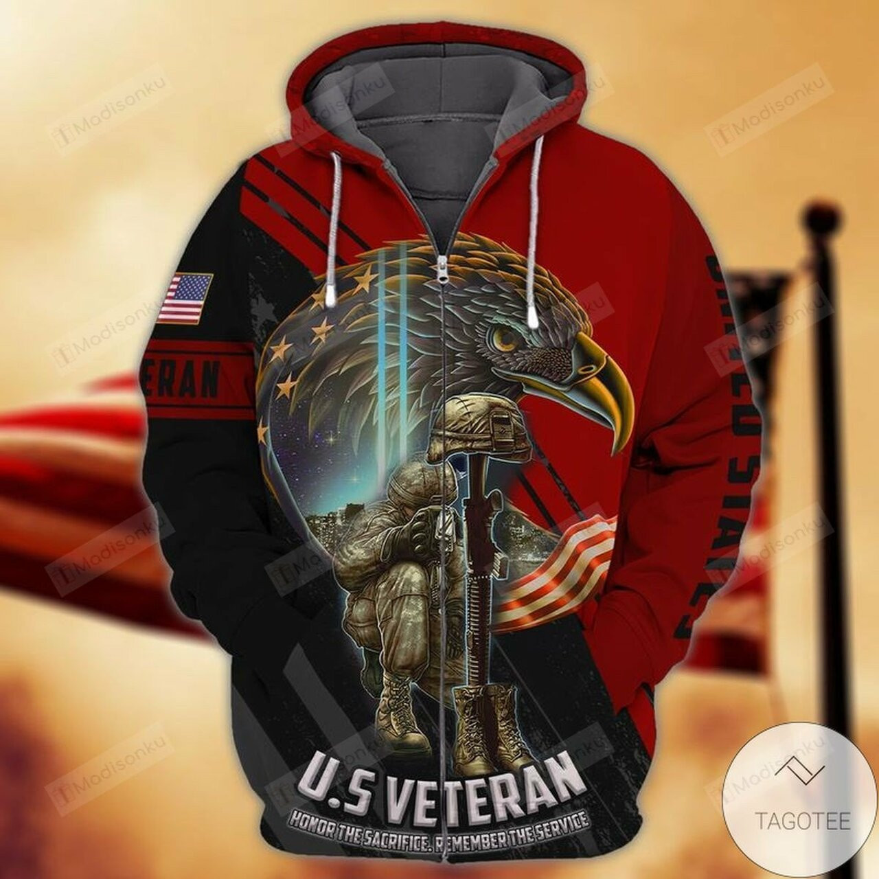Fantastic Us Veteran Honor The Sacrifice Remember The Serve For Unisex 3d All Over Print Hoodie