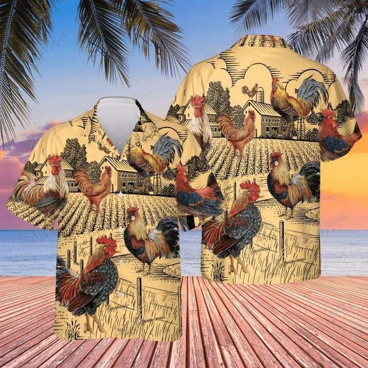 Farm Rooster Aloha Hawaiian Shirt Colorful Short Sleeve Summer Beach Casual Shirt For Men And Women